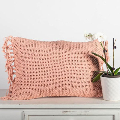 Ambrogino Fringed Cotton Blend Reversible Pillow Cover