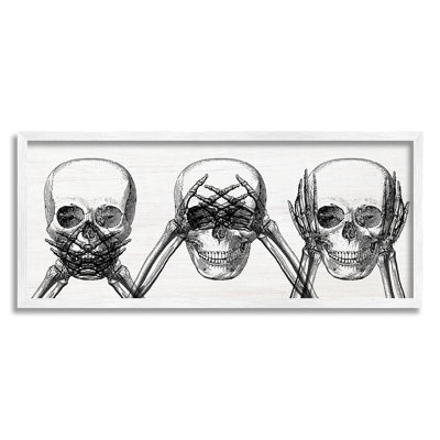 " Speak See Hear No Evil Skulls " Graphic Art Print