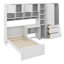 Lit plateforme multifonctionnel avec bureau, garde-robe, armoires, tiroirs et tablettes-793766935