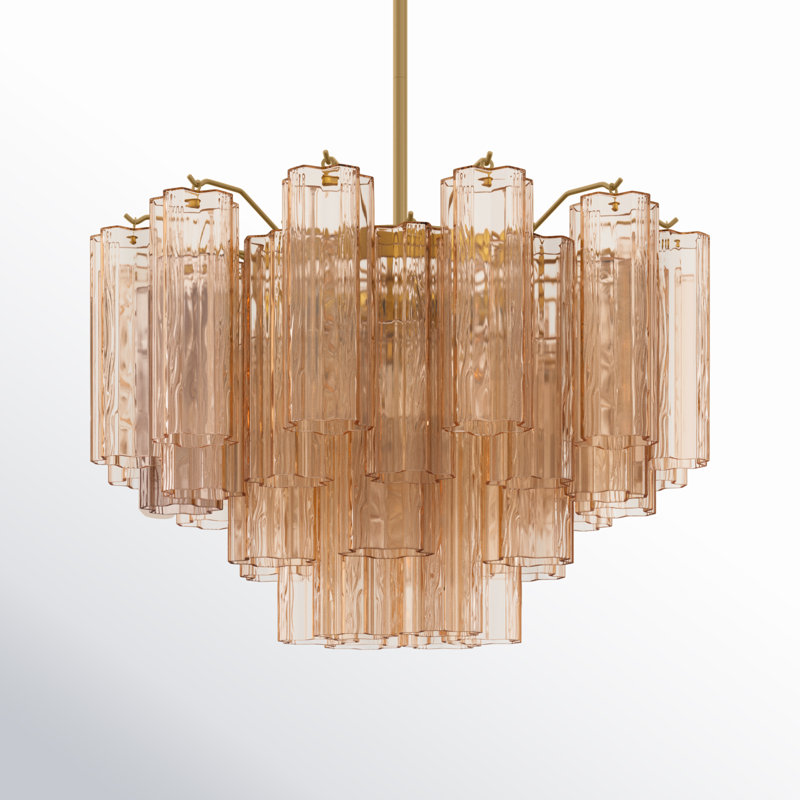 Arras Dimmable Tiered Chandelier, Aged Brass, Yellow, 14.25" H x 22" W x 22" D