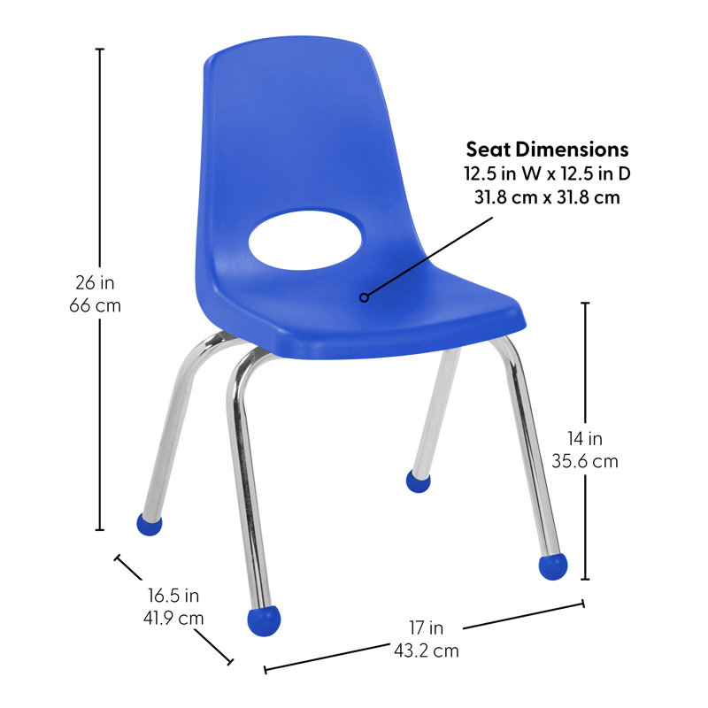 Chaise de classe empilable, 12", Rouge, Pivotant et oscille