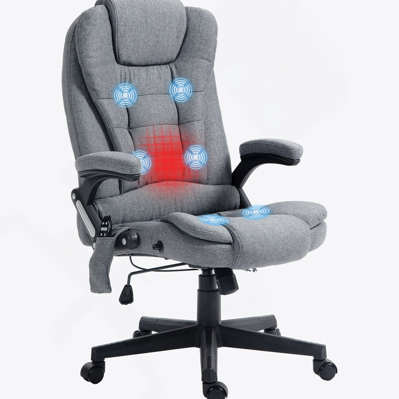 6 Point Vibrating Massage Office Chair With Lumbar Heat Grey