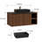 36" Modern Bathroom Brown Single Vanity with Black Ceramic Basin