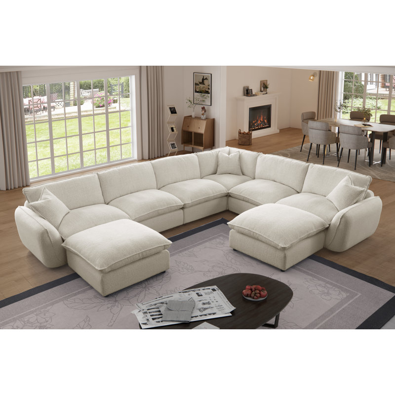 Cloud Modular Sectional Sofa,Down Filled Comfort Oversized  For Living Room,  Large 8 Seater Minimalist Wide Deep Seat, Sofa Cover Washable & Removable