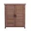 Banc d'extérieur en bois massif avec armoire de rangement et plateau en métal-690870556