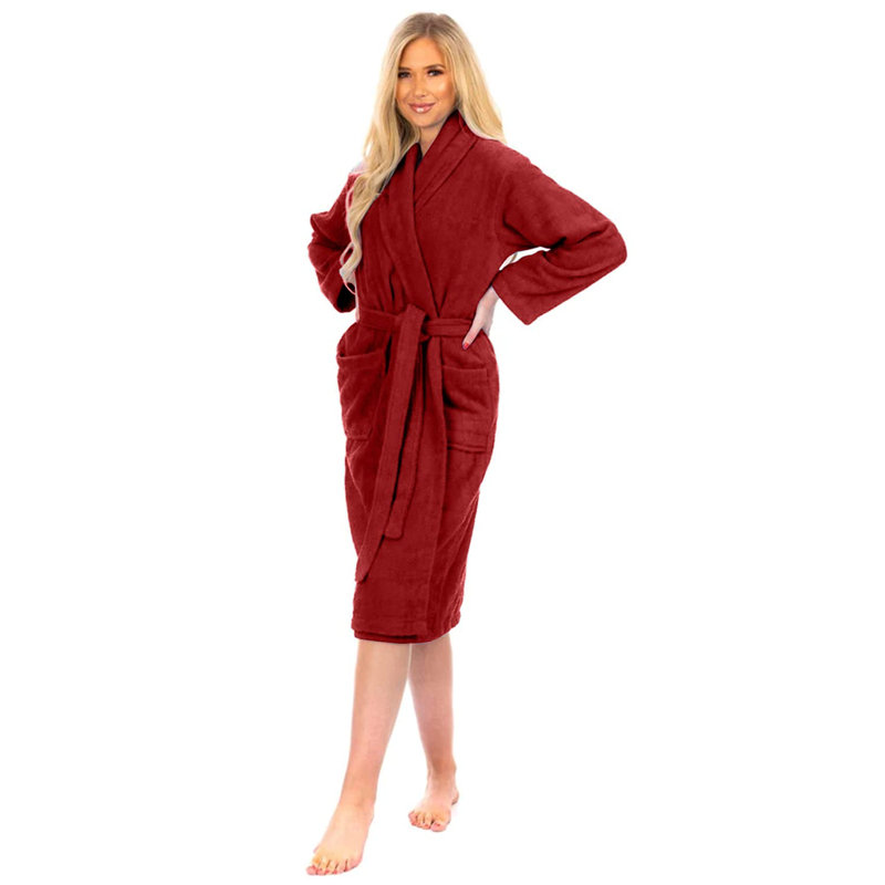 Peignoir en coton éponge Besmira, M, Rouge