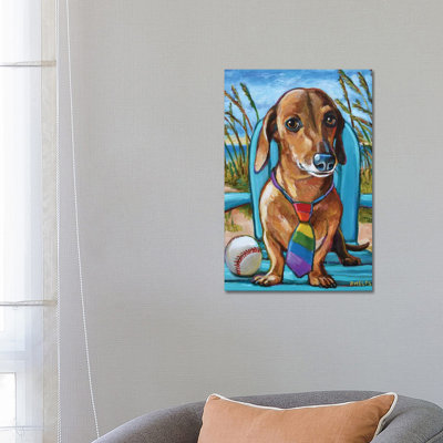 " Dachshund With Tie " by Robert Phelps Painting Print
