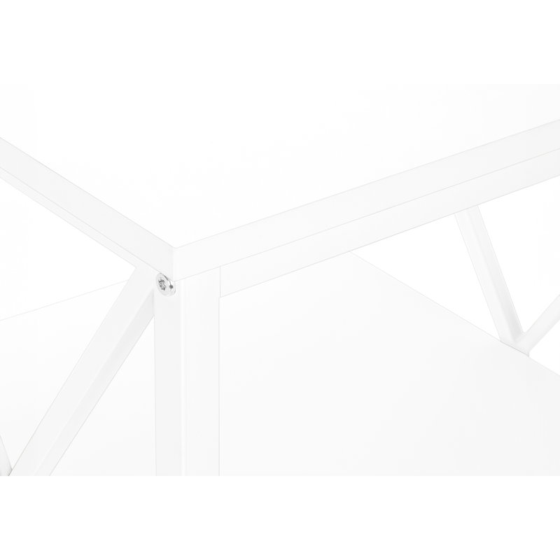 Table d'appoint moderne avec structure en métal blanc et 2 tablettes pour le salon de la chambre