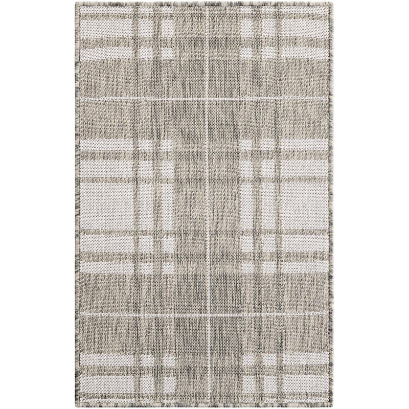 Indoor/Outdoor Outdoor Garden Plaid Area Rug Gray Color, Rectangle 2' x 3'1"