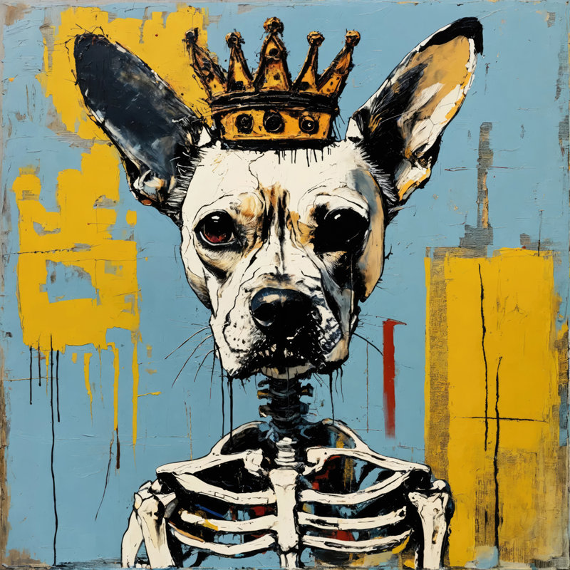 Chien 14-Hommage-Basquiat, estampe numérique sur toile tendue avec châssis, H 36 po x l 36 po