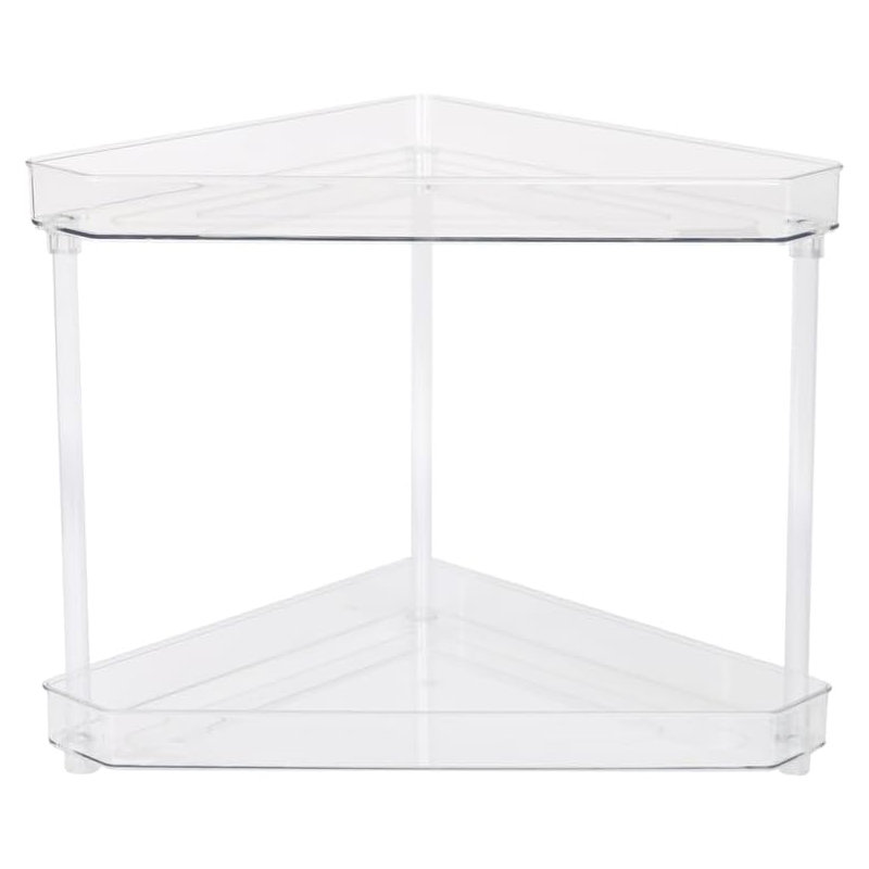  Elegant 2-Tier Lucite ​Plastic Bathroom Vanity Office Countertop Corner Rack, 1221
