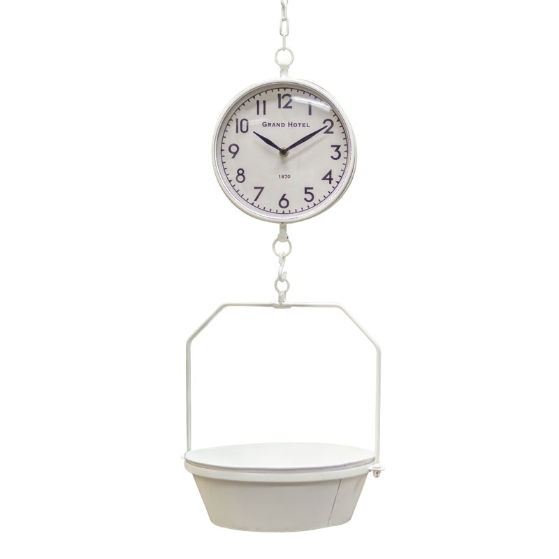 Horloge de table analogique en métal blanc