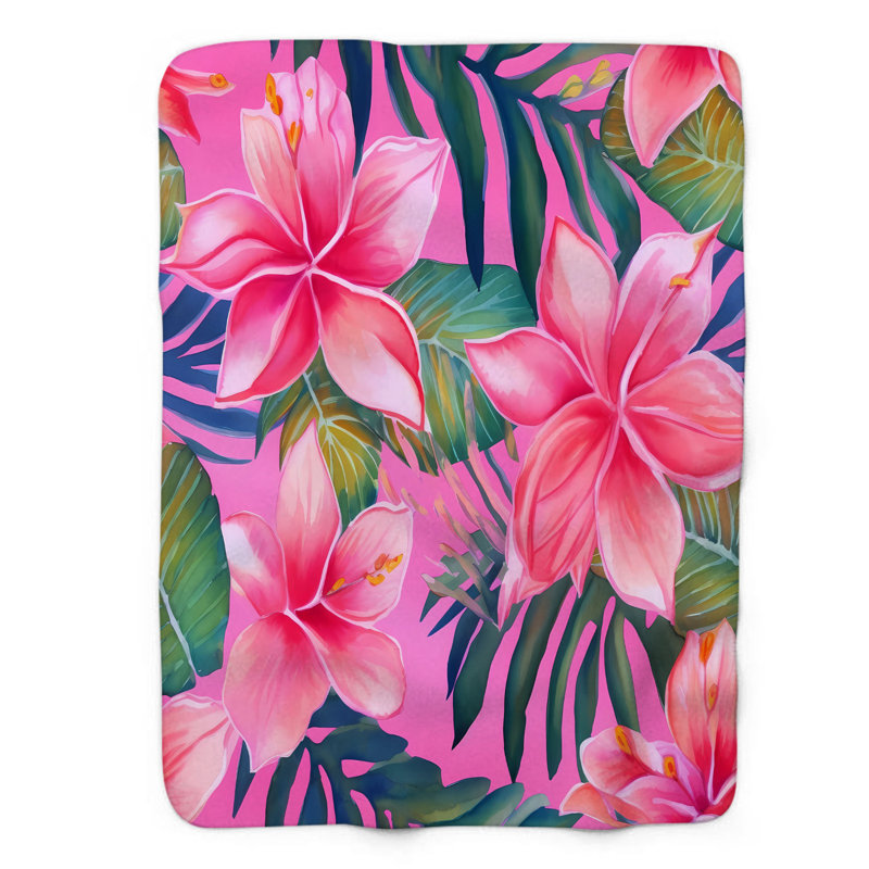 Couverture de sherpa de qualité supérieure Tiki Paradise - 1 pièce, Grand lit