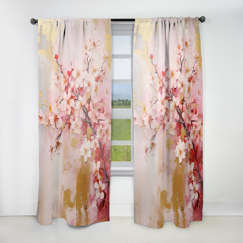 Apple Blossom Harmony VI - rideau en velours traditionnel - obscurcissant - 1 panneau, L 52 po x L 63 po