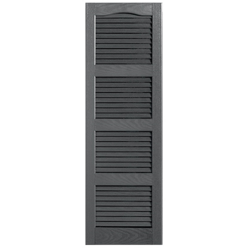 Cathedral Top Four-style Open Louvre Shutters Pair, 24", 9", Grey