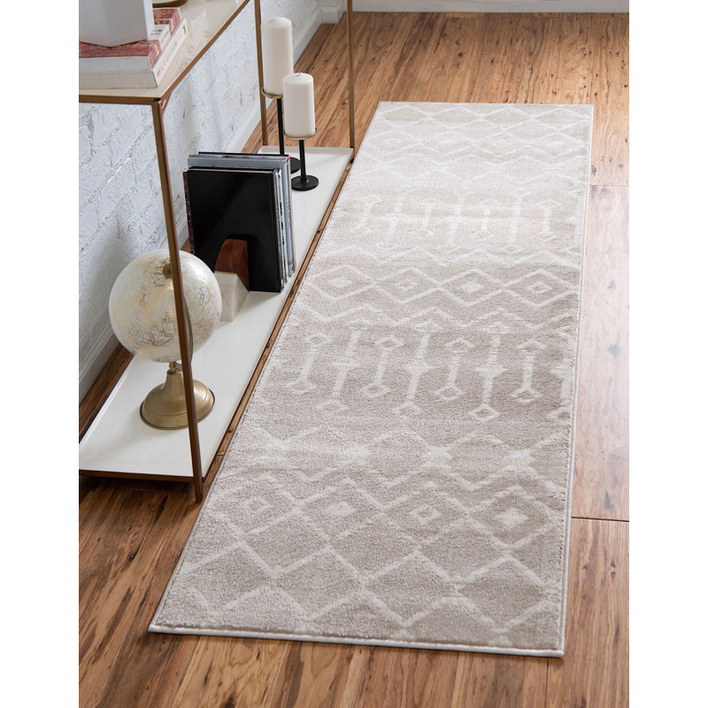 Tapis contemporain Aemtenan couleur rosée, Tapis de couloir 2 pi 6 po x 8 pi 2 po