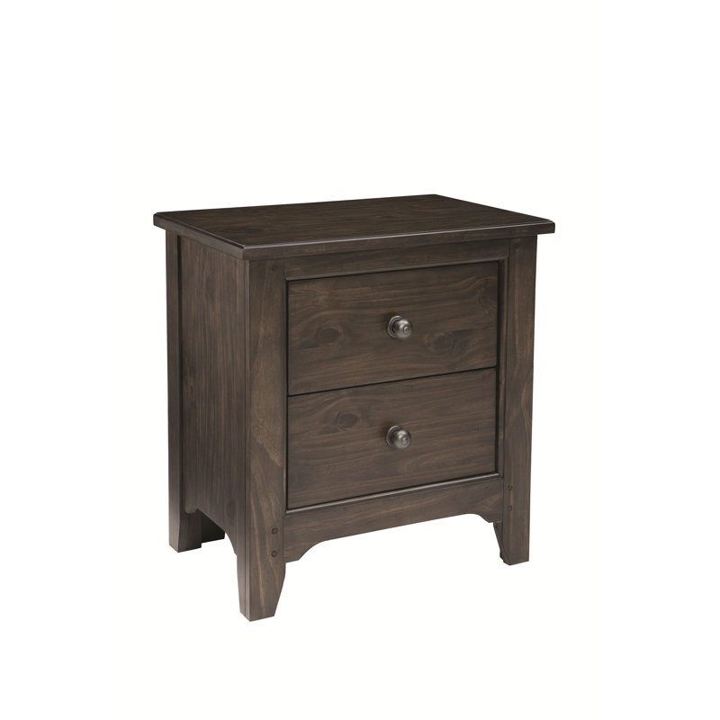 Table de chevet en bois massif Mabank, Brun