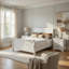 Ensemble de chambre à coucher grand lit, finition blanche, ensemble 2 pièces avec lit, 1 table de chevet-132615631-127337316