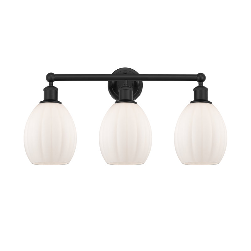 Bolduc 23.5" W Dimmable Metal 3-Light Vanity Light, Matte Black, Matte White