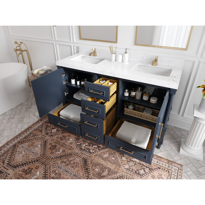 60 po X P 22 po D Meuble-lavabo double de salle de bain Hale, Empira blanc