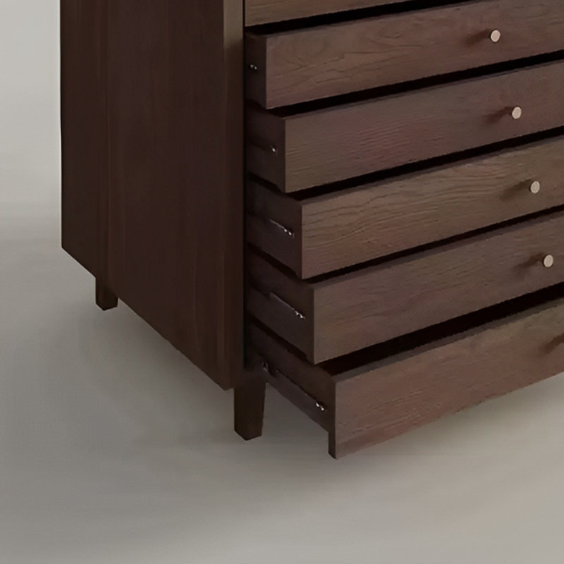 Small Display Case with 6 Storage Drawers and Tempered Glass Top for Product Showcases and Collectibles