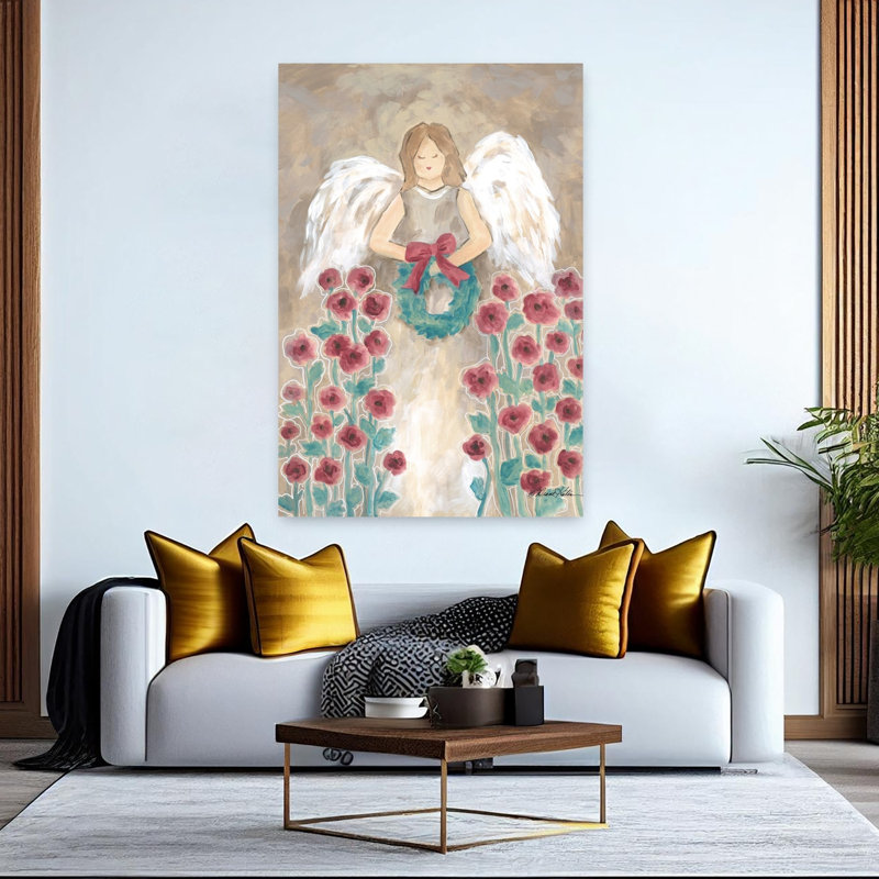 Coquelicots ange abstrait art contemporain coquelicot, H 60 po x l 40 po
