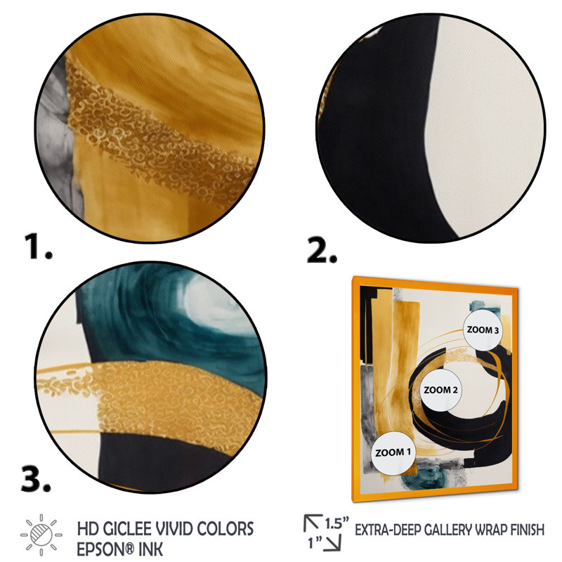 Modern Green Deco III - Impression sur toile, Impression dorée sur toile encadrée, H 32 po x l 16 po x P 1 po