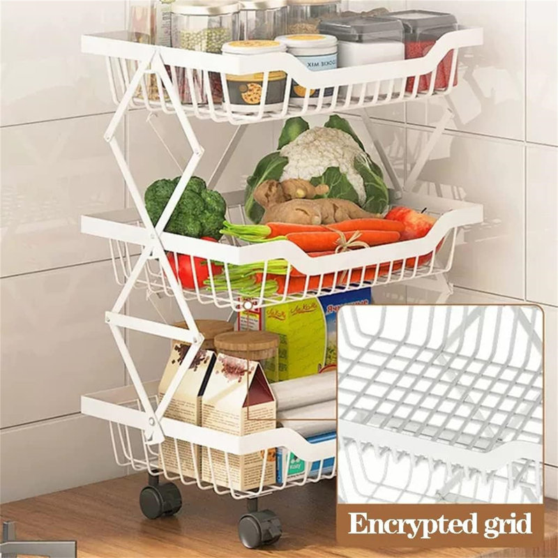 Chariot-panier pliable en métal à 5 niveaux