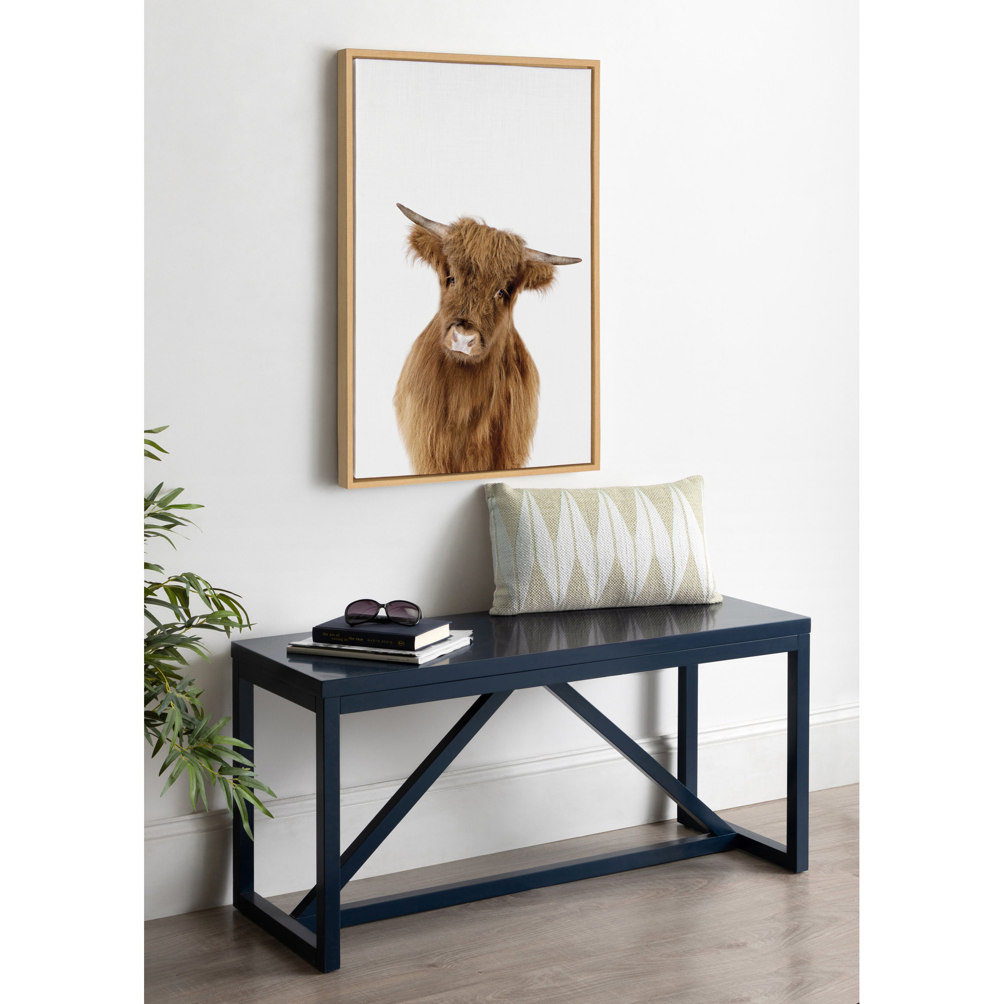 Baby Highland Calf Graphic Art on Canvas, Natural Framed, 23" x 33"