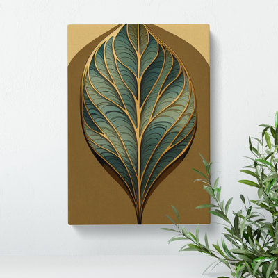 Art Deco Leaf No.1 - Wrapped Canvas