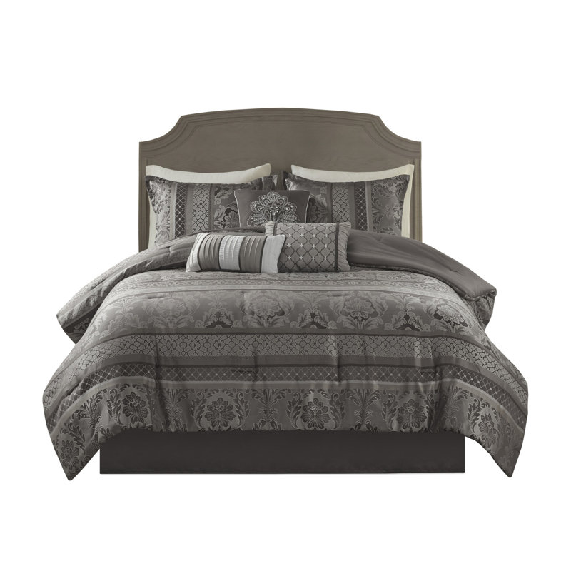 Édredon 7 pièces pour très grand lit gris - literie de luxe