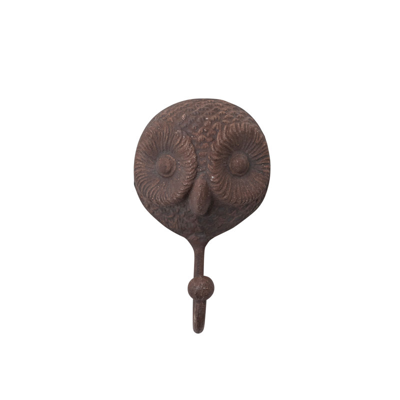 Rustic Carved Cast Iron Owl Wall Hook