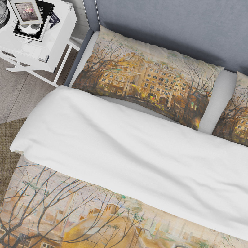 Ensemble de housse de couette Traditional City Yard russe - Microfibre de polyester