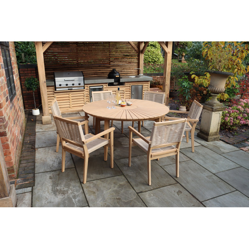 Roma 6 seater 150cm dining set stacking chairs