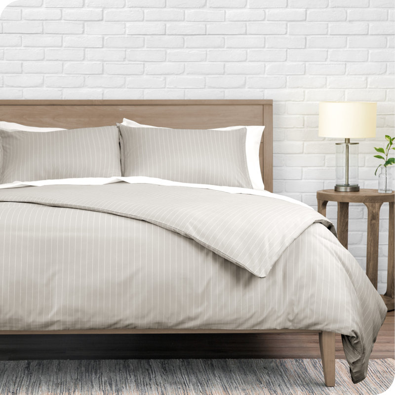 Modern & Contemporary Duvet Cover, Twin Extra Long Duvet Cover + 1 Standard Shams, Stone/White