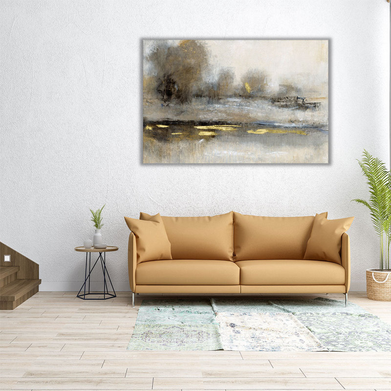 Paysage doré embelli - reproduction d'art sur toile, H 20 po x l 30 po