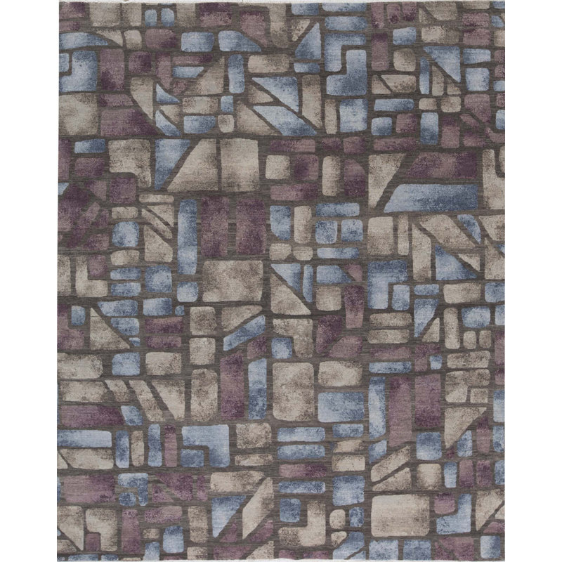 Tapis rouge et multicolore de haute qualité noué à la main