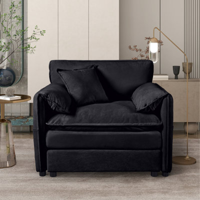Fauteuil surdimensionné noir de 41,3 po, coussin de siège en chenille moderne, profond et enchanteur pour la chambre à coucher et le salon, fauteuil modulaire modulaire avec coussin, salle de détente, canapé modulaire diy, utilisation