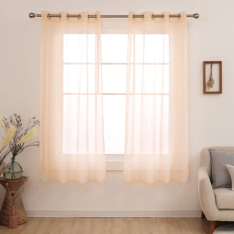 Gainsborough Sheer Curtain Pair, Peach Pink, 52" W x 84" L