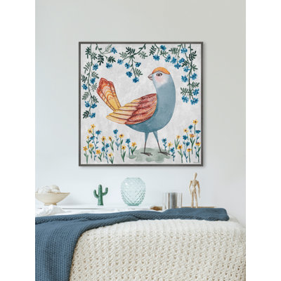Floral Bird - reproduction sur toile avec cadre flottant