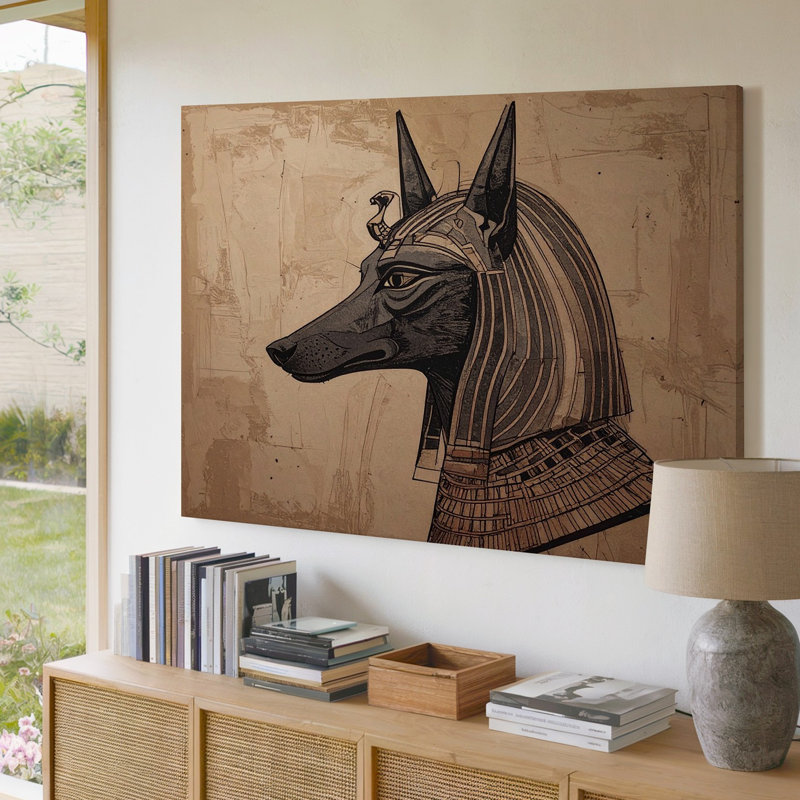 Wall Art Canvas Anubis Line Drawing Canvasminimalist Egyptian God, 30" H x 30" W