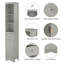 Grande armoire de salle de bain, armoire de rangement autoportante avec tiroir, panneau de fibres à densité moyenne, tablette réglable-734354286