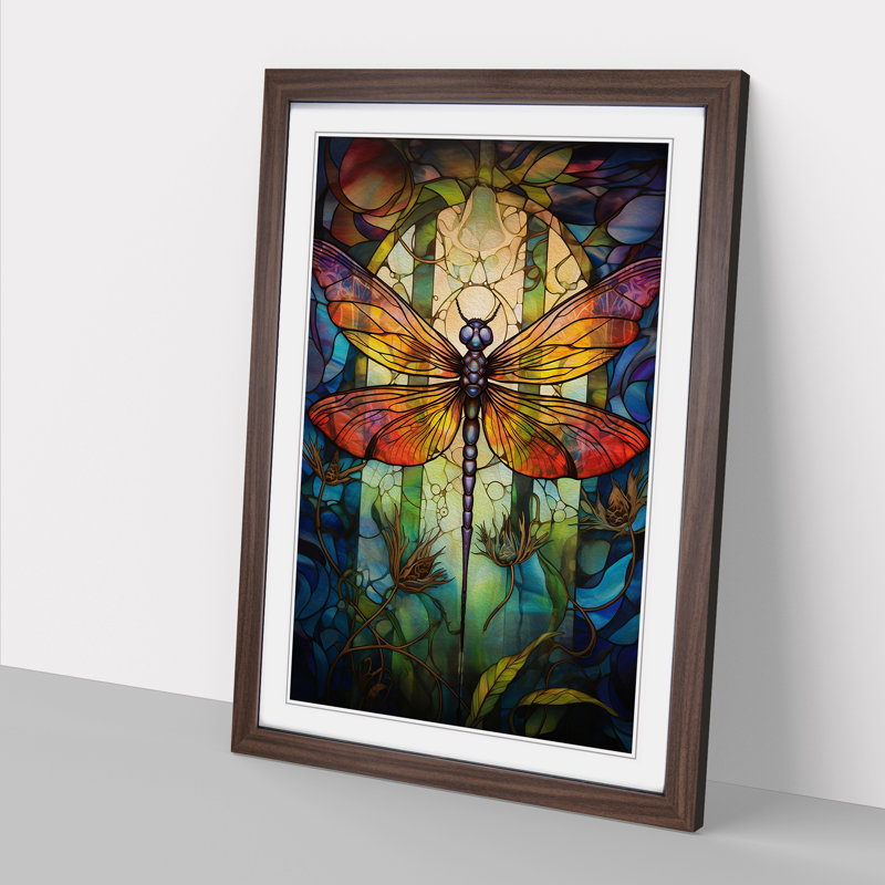 XYZ-FRM-V1223-566 Dragonfly Symbolism - Single Picture Frame Print on Wood, Walnut, 34cm H x 25cm W x 2cm D