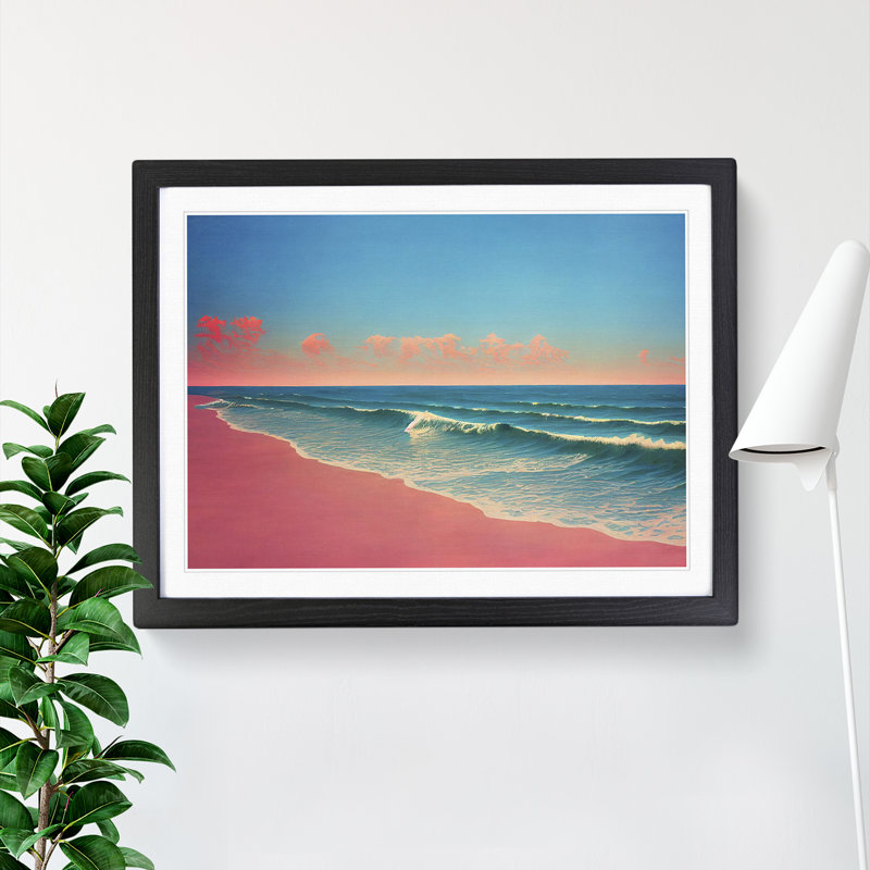 XH1022-7551X Rose Beach Vol.2 - Single Picture Frame Painting, 25cm H x 34cm W x 2cm D, Black