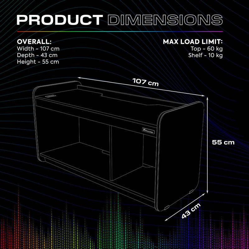 X Rocker Electra TV Media Unit with Neo Motion SYNC App Controlled LED Lights - Black, White