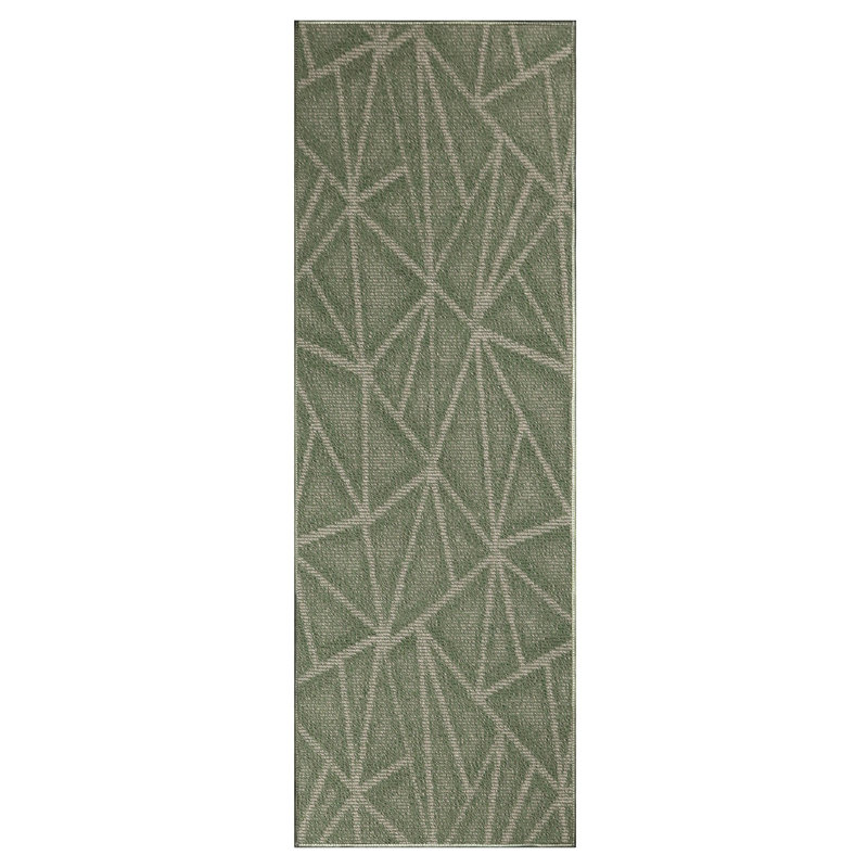 Tapis vert à motif géométrique Dibenedetto, Tapis de couloir de 8 pi x 20 pi