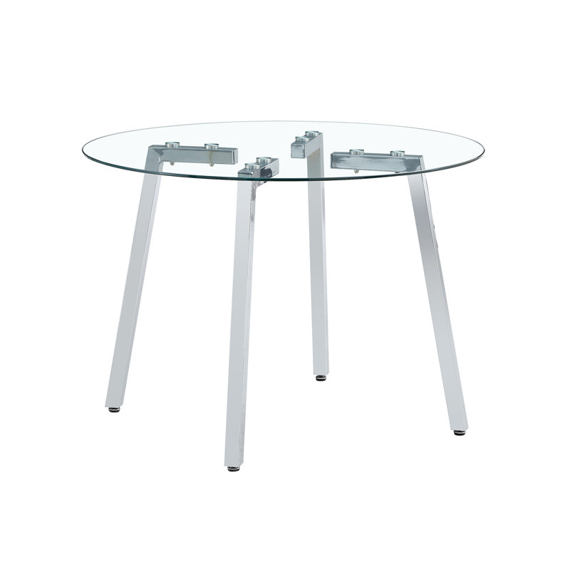 Modern Minimalist Style Circular Transparent Tempered Glass Table (Table Only)