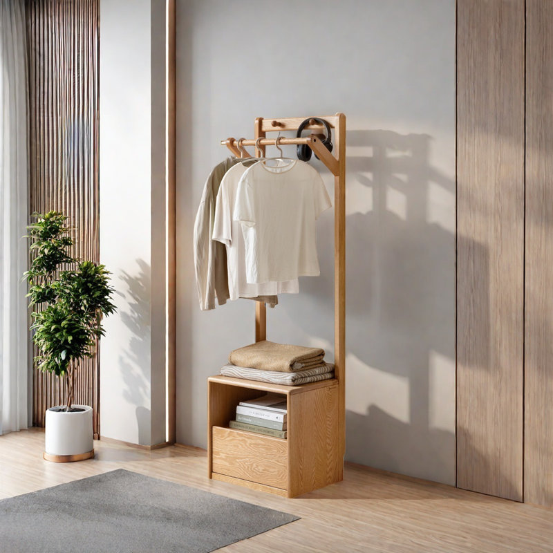 Coat Rack with Versatile Hanging and Storage, Burlywood