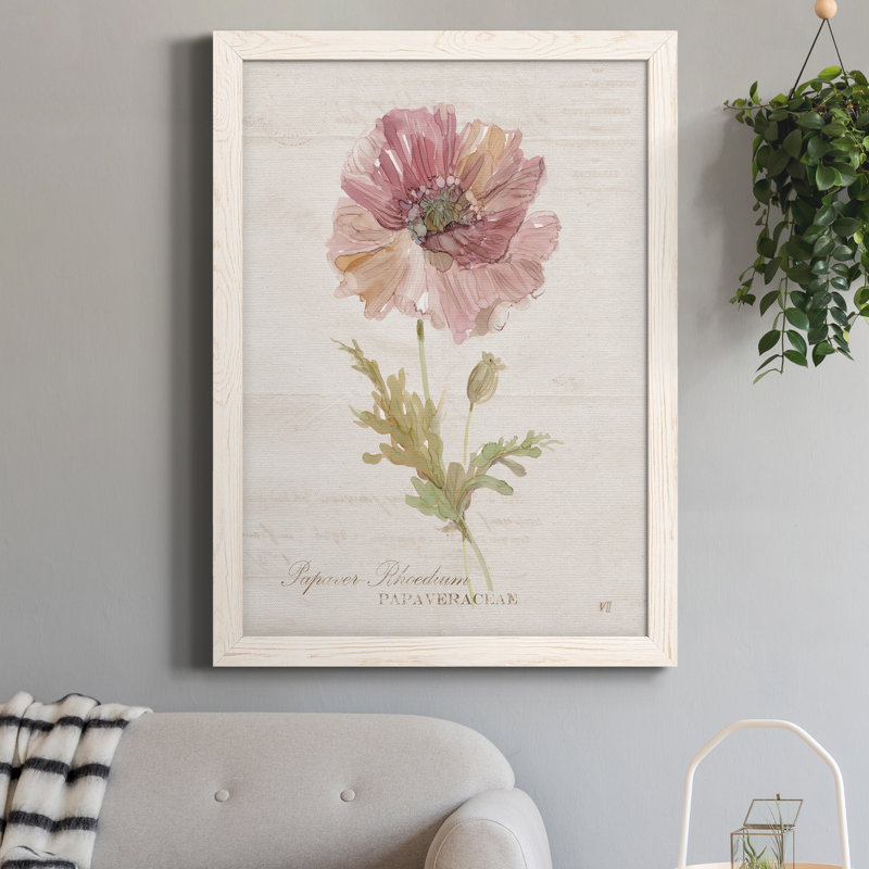 Soft Poppy - peinture sur toile encadrée, Blanc, H 20 po x l 17 po x P 1,5 po