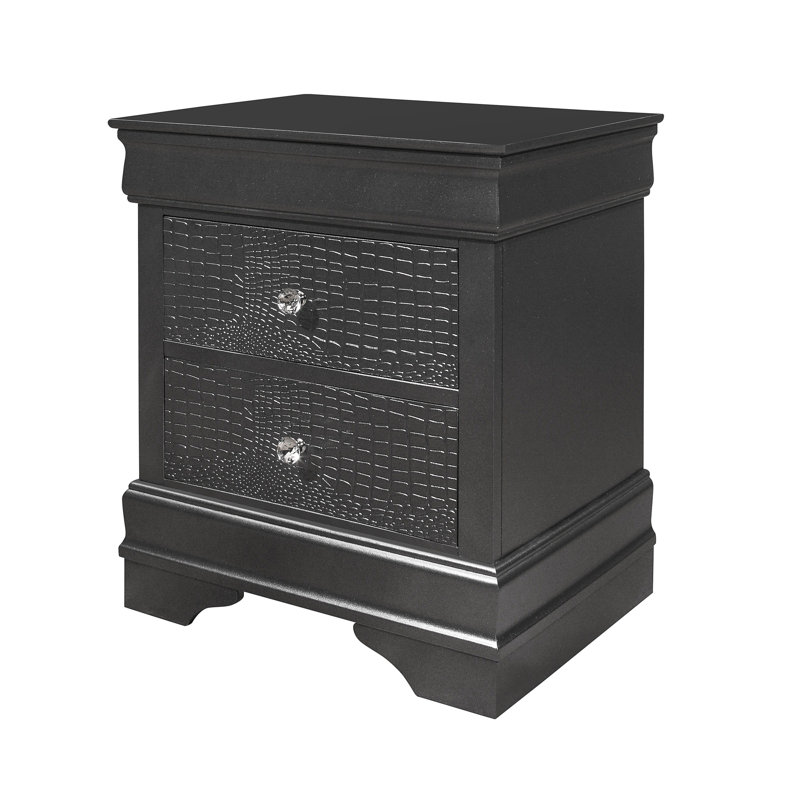 Table de chevet gris Shaker, Gris métallisé